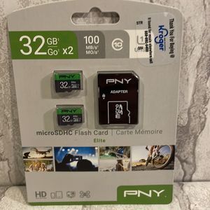 PNY Micro SDHC Flash Card Elite 32 GB with Adapter NWT